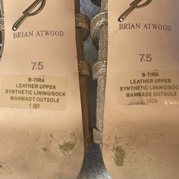 Brian Atwood Tira Special Occasion Metallic Gold Stiletto Sandal Shoes Size 7.5B - Picture 8 of 8